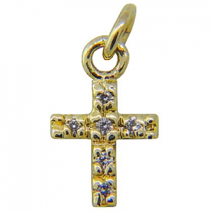 Colgante cruz chico con piedras platabella enchapado amarillo